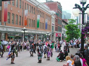 A reclaimed street becomes a stage